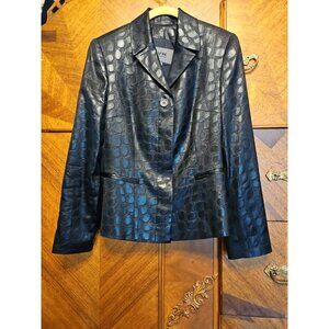 Votre Nom Black Animal Print Size 2 Black Croc Embossed Blazer